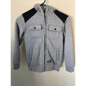 Matix Gray/Black Trim Faux Fur Lined Thick Shirt Jacket, Size Small